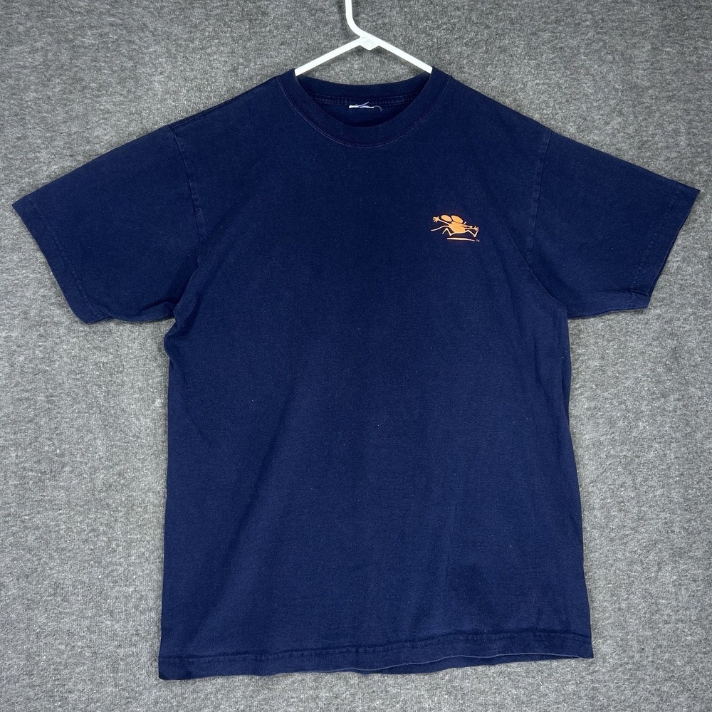Vintage 90s Stanley Mouse T shirt Mens L Blue 1996 Eric Clapton Flaming Guitar - Picture 2 of 12